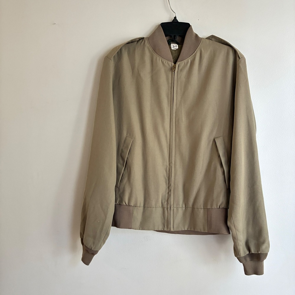 Vintage Neptune Garment Co Bomber Jacket Men 34 Long Tan USMC Approved Military